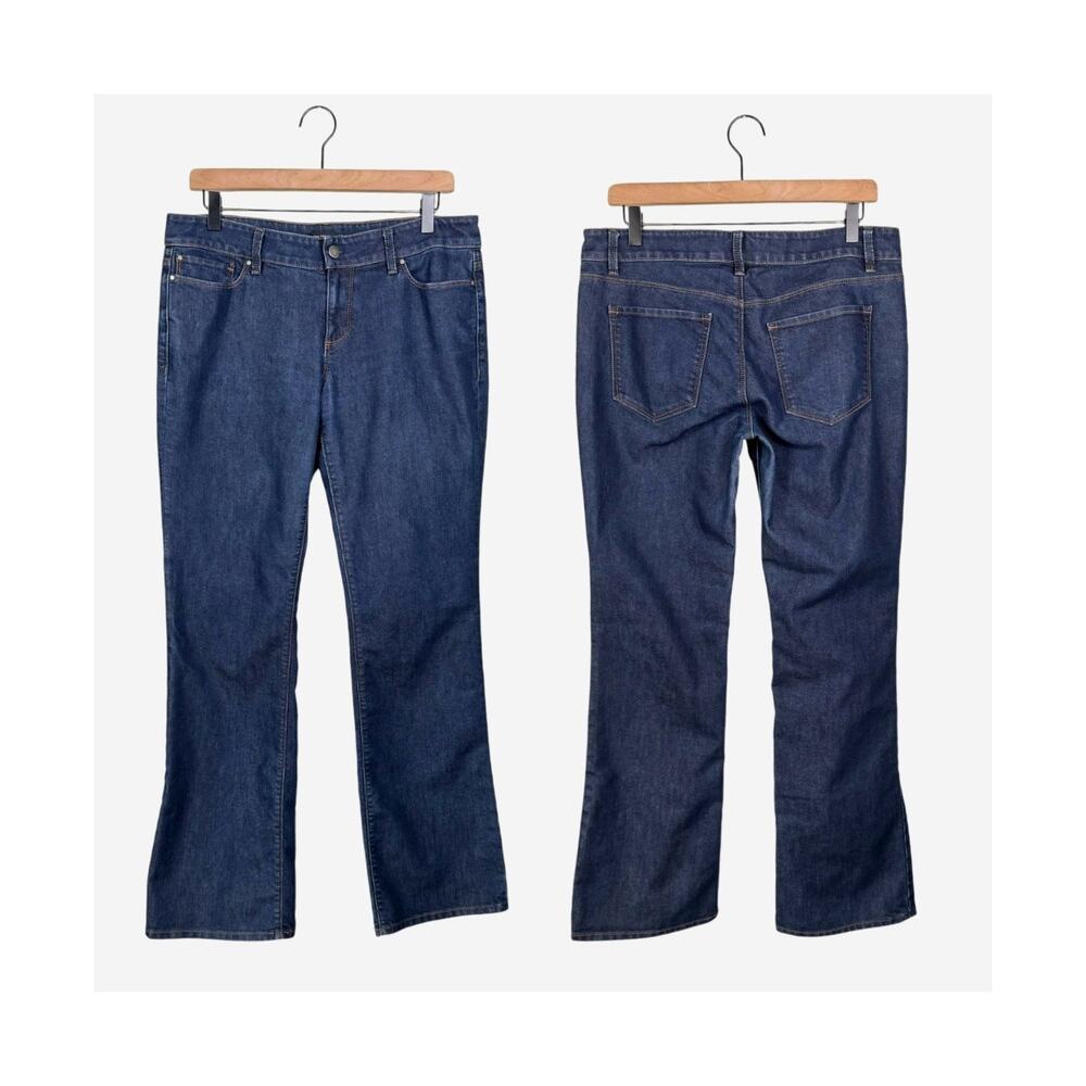 Ann Taylor Modern Dark Wash Mid Rise Bootcut Everyday Simple Basic Jeans